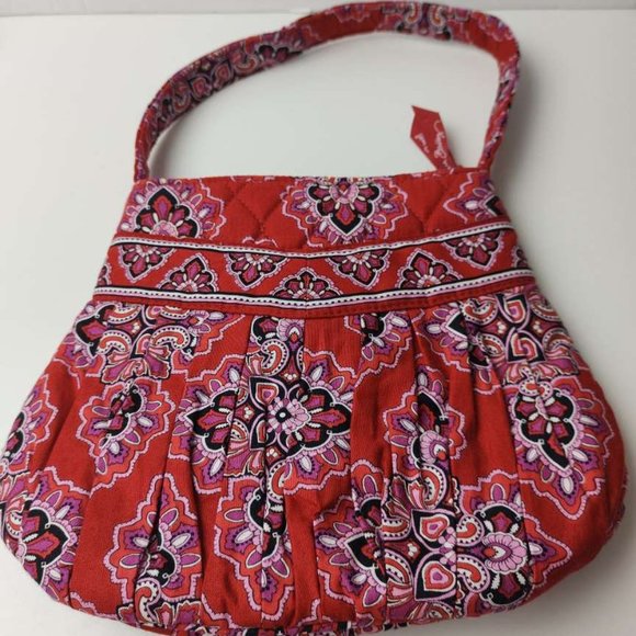 Vera Bradley Frankly Scarlet Hanna Bag Mini Red Paisley Quilted Purse Clutch - Picture 3 of 8